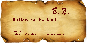 Balkovics Norbert névjegykártya